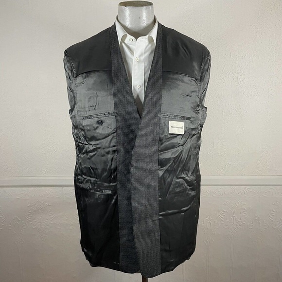 Pronto Uomo Blazer Sport Coat Mens 46L Green Check Silk Wool Two Button - Picture 5 of 8